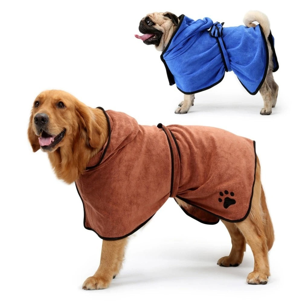 Dog in the Dreich Bathrobe drying robe