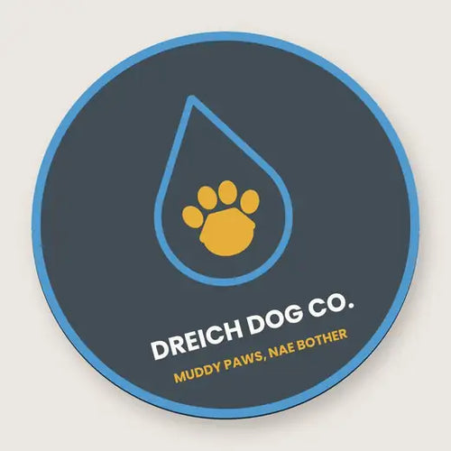 Muddy Paws, Nae Bother coaster with raindrop and paw